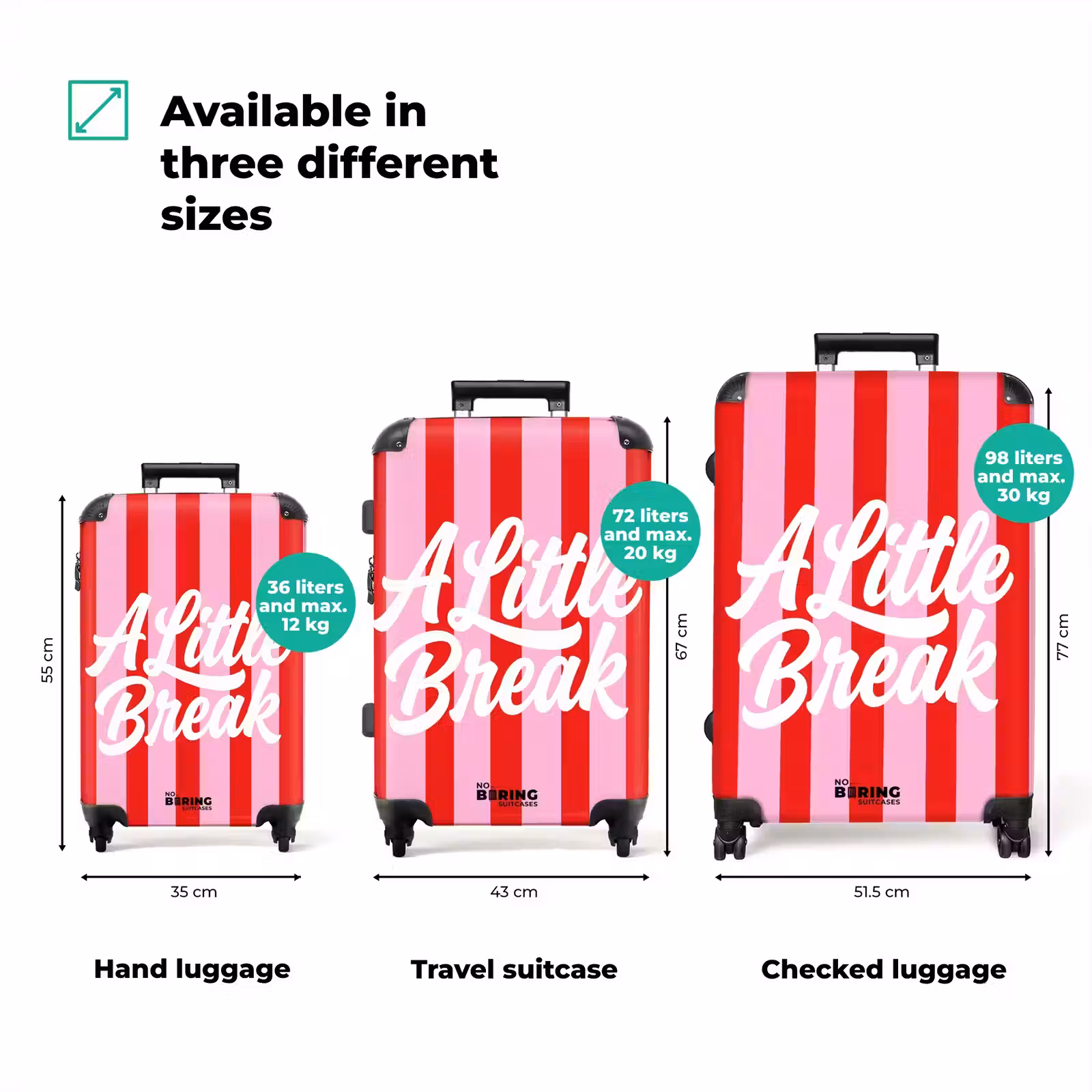 Suitcase - A Little Break - Stripes - Red - Pink — 1
