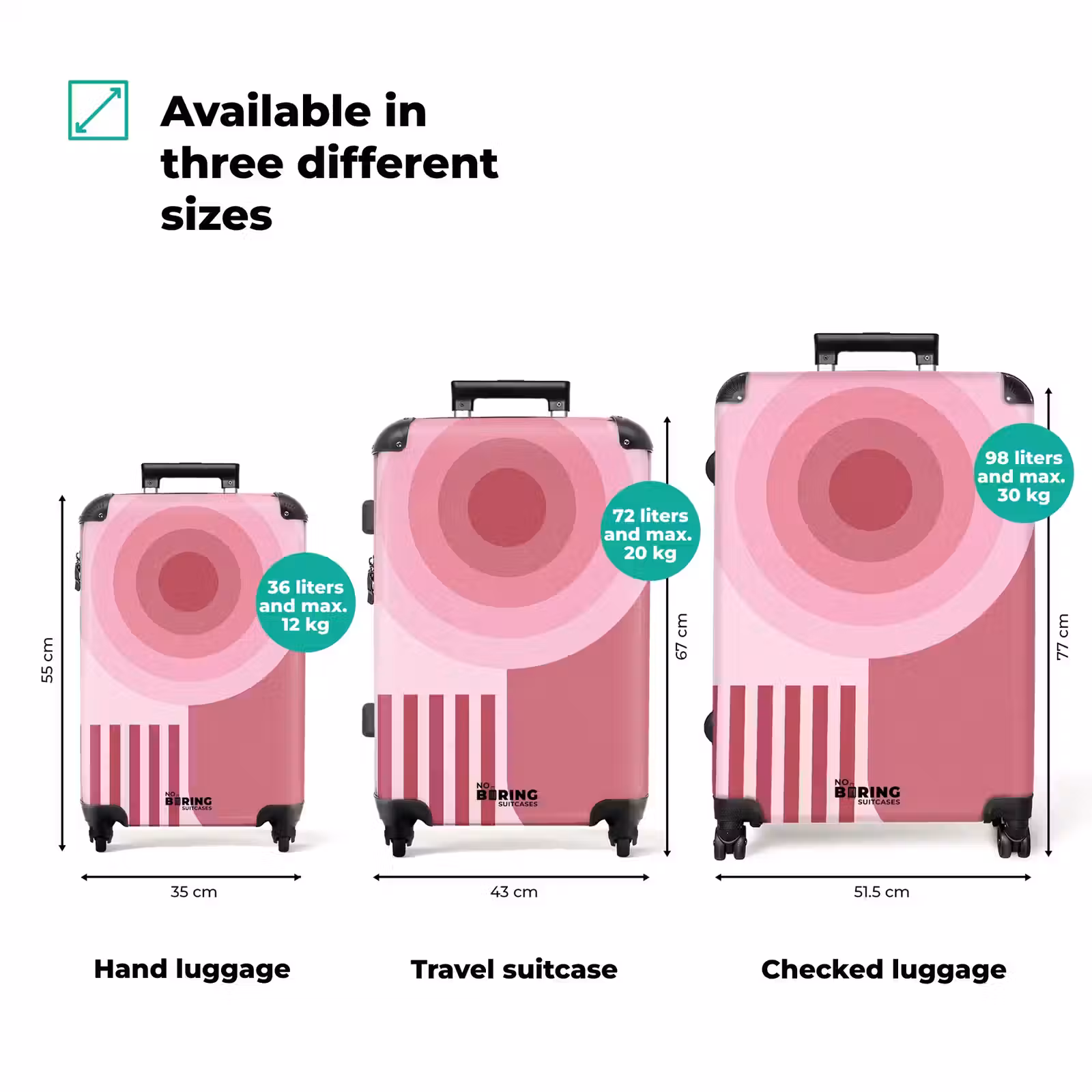 Suitcase - Abstract - Circles - Stripes - Modern - Pink — 1