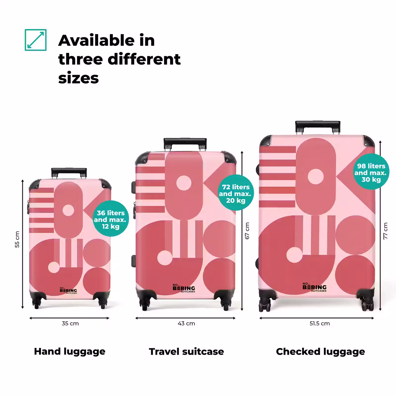 Suitcase - Abstract - Geometric - Shapes - Pink — 1