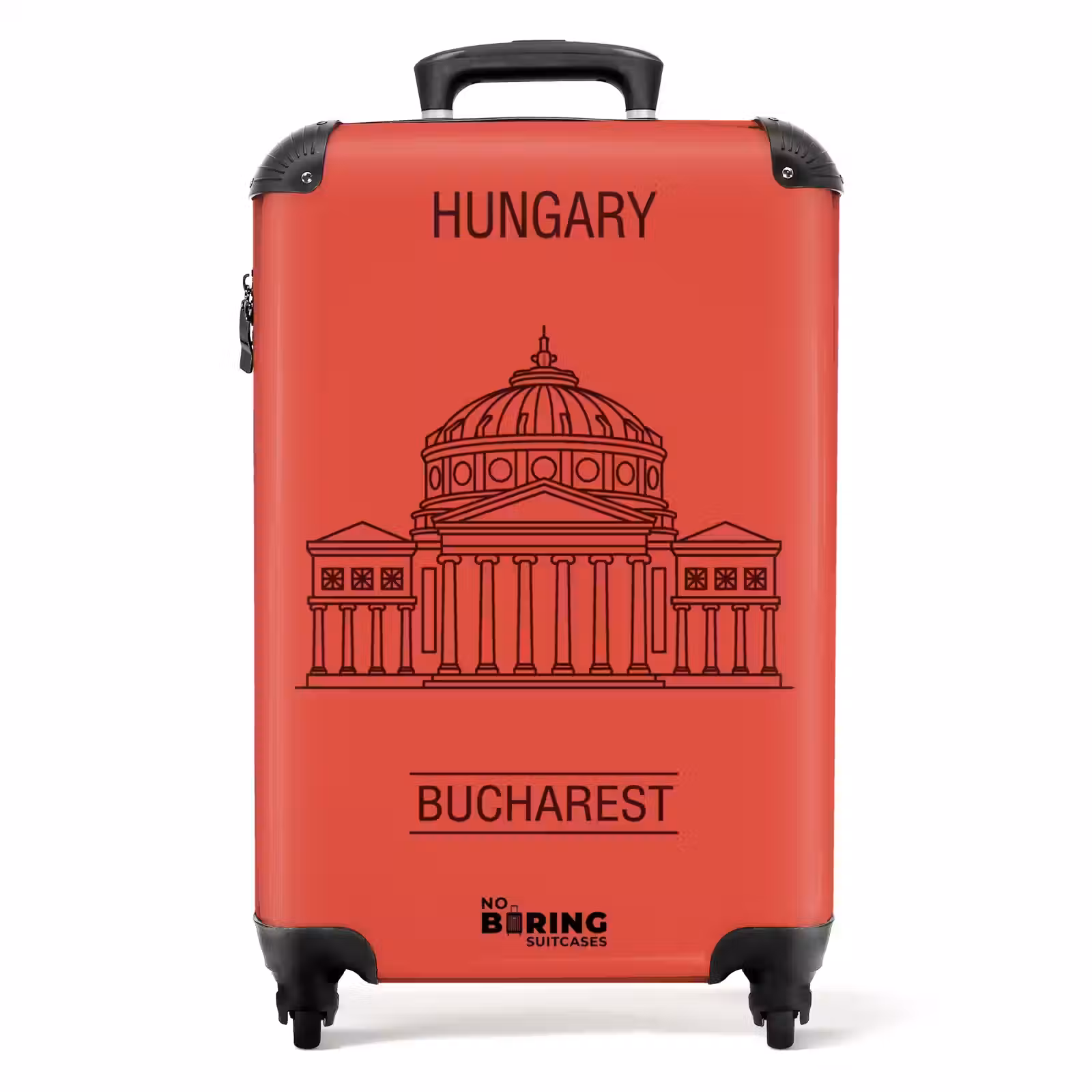 Suitcase - Architecture - Bucharest - Urban - Line Drawing - Red — 1