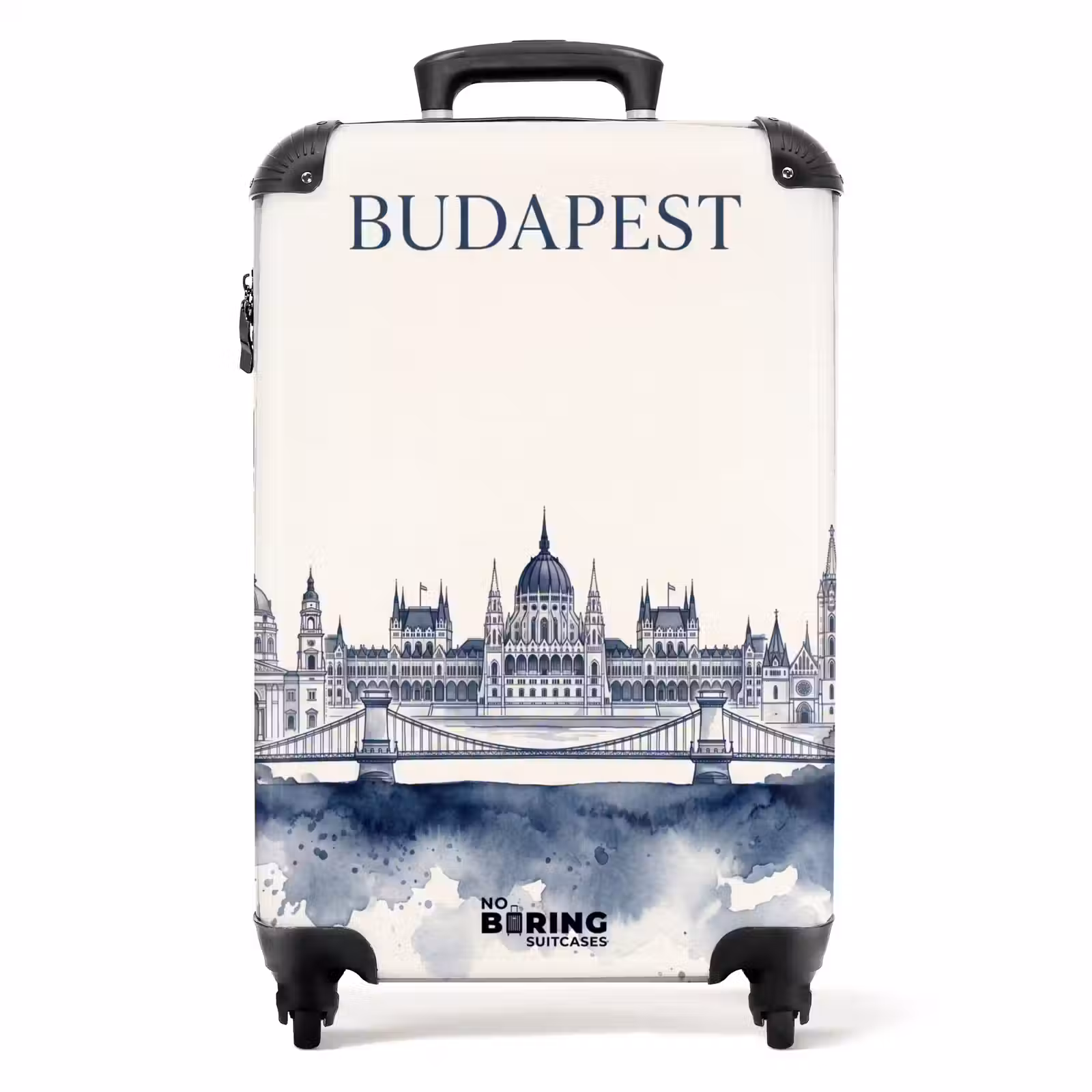 Suitcase - Budapest - Skyline - Architecture - Watercolor - Blue — 1