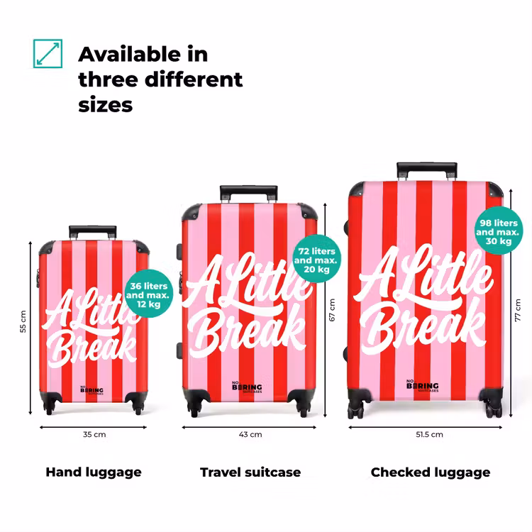 Suitcase - A Little Break - Stripes - Red - Pink — 1