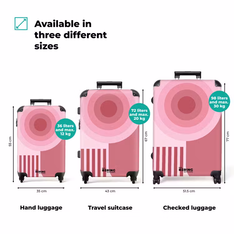 Suitcase - Abstract - Circles - Stripes - Modern - Pink — 1