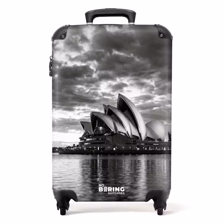 Suitcase - Architecture - Water - City - Modern - Black - White — 1