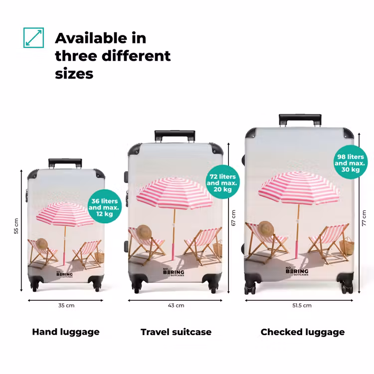 Suitcase - Beach - Beach Umbrella - Beach Chair - Summer - Pink — 1