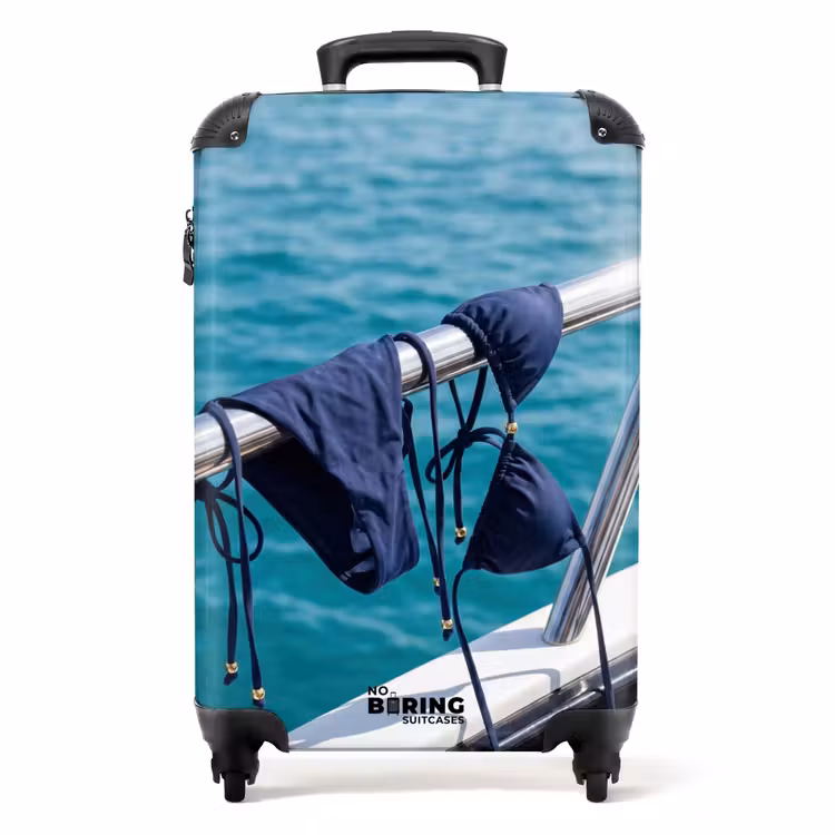 Suitcase - Bikini - Railing - Sea - Summer - Blue — 1