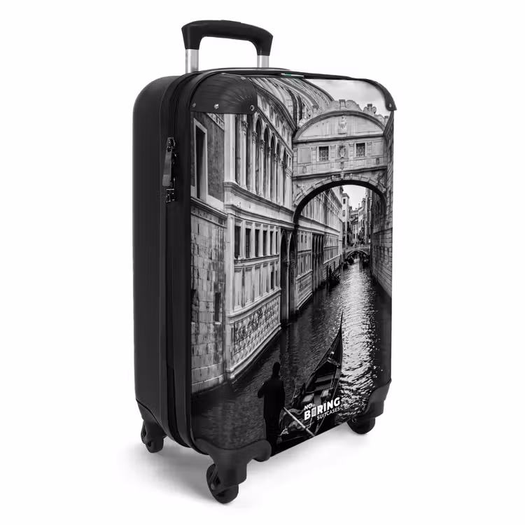 Suitcase - Boat - Waterway - City - Black - White - Architecture — 2