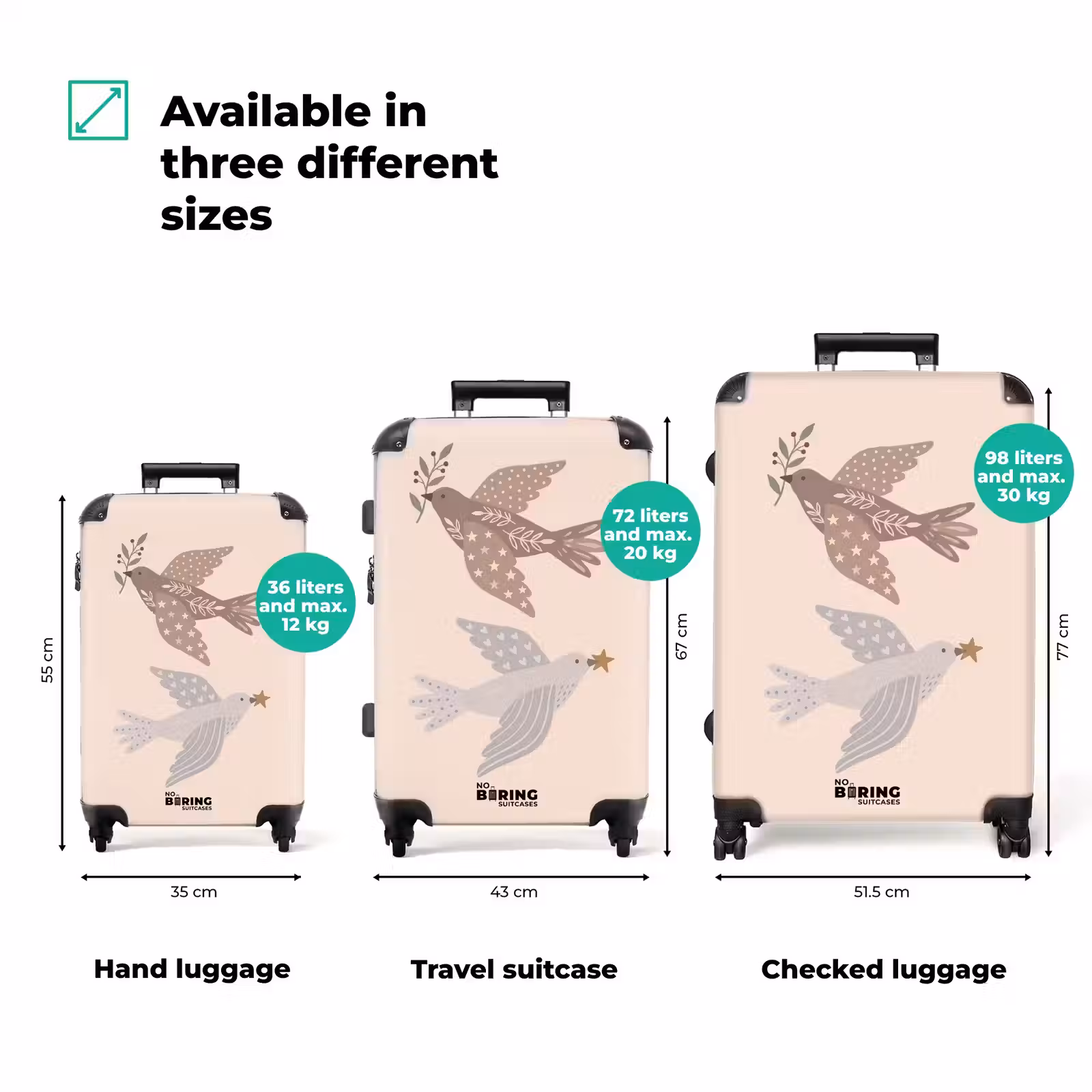 Suitcase - Bird - Berries - Nature - Modern - Beige — 1