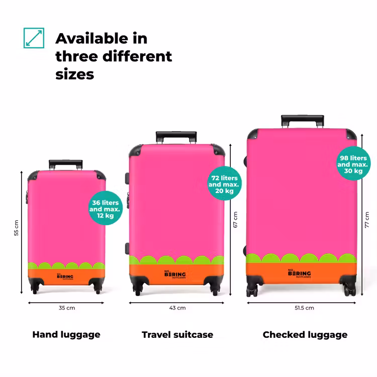 Suitcase - Abstract - Geometric - Color Blocks - Pink - Orange — 1