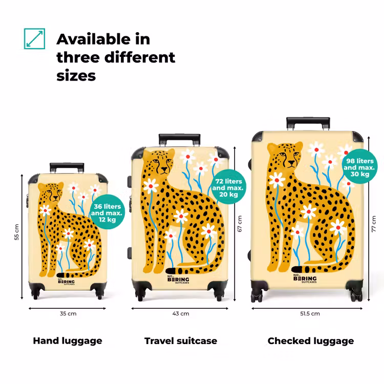 Suitcase - Animals - Cheetah - Flowers - Modern - Yellow — 1