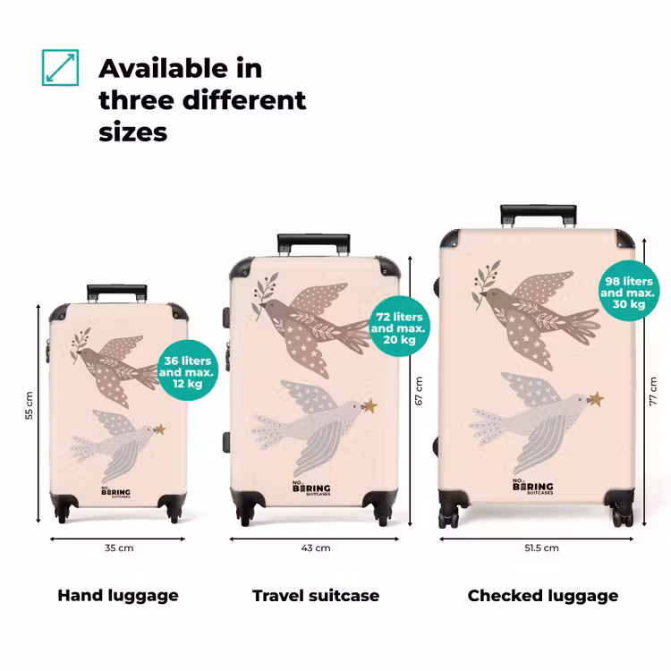Suitcase - Bird - Berries - Nature - Modern - Beige — 1