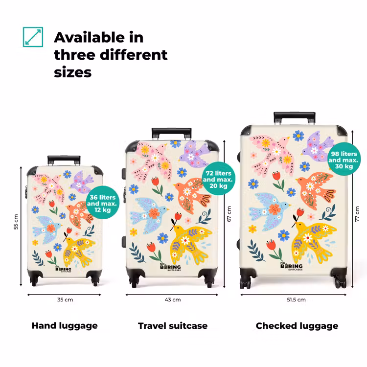 Suitcase - Birds - Flowers - Folk - Colorful - Animals — 1