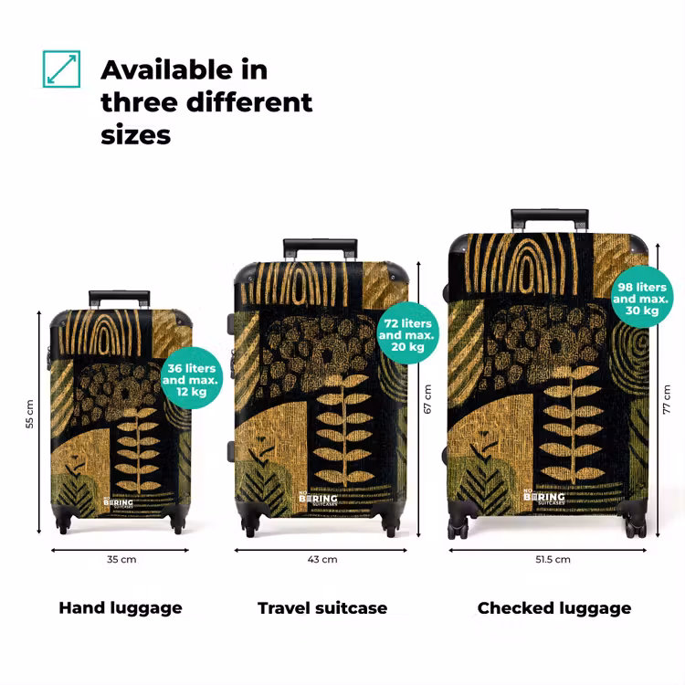 Suitcase - Black - Ochre Yellow - Botanical - Texture — 3