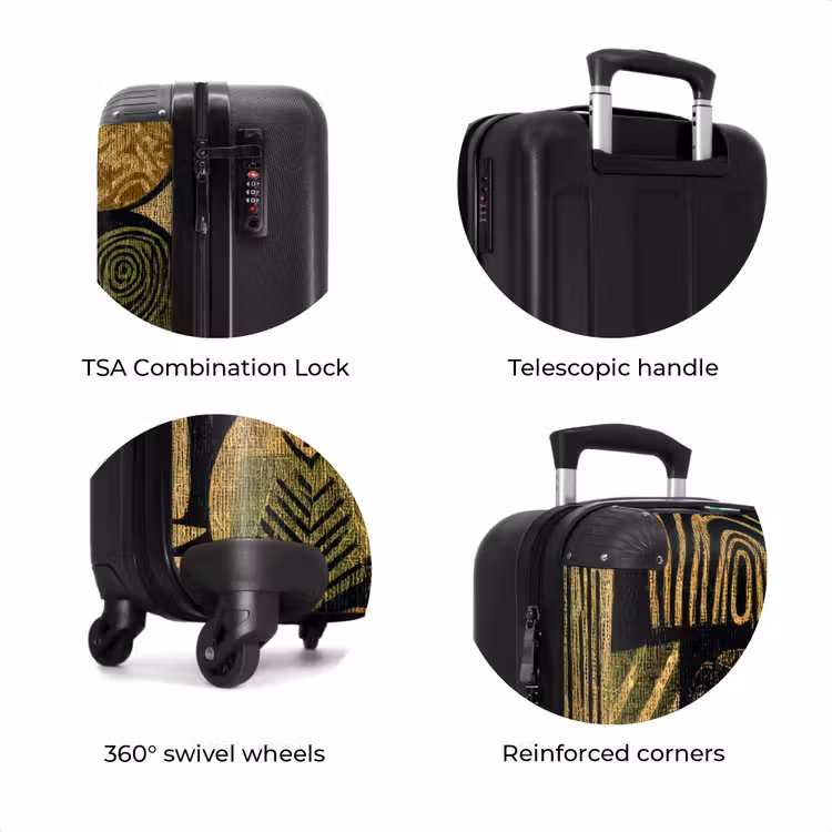 Suitcase - Black - Ochre Yellow - Botanical - Texture — 8