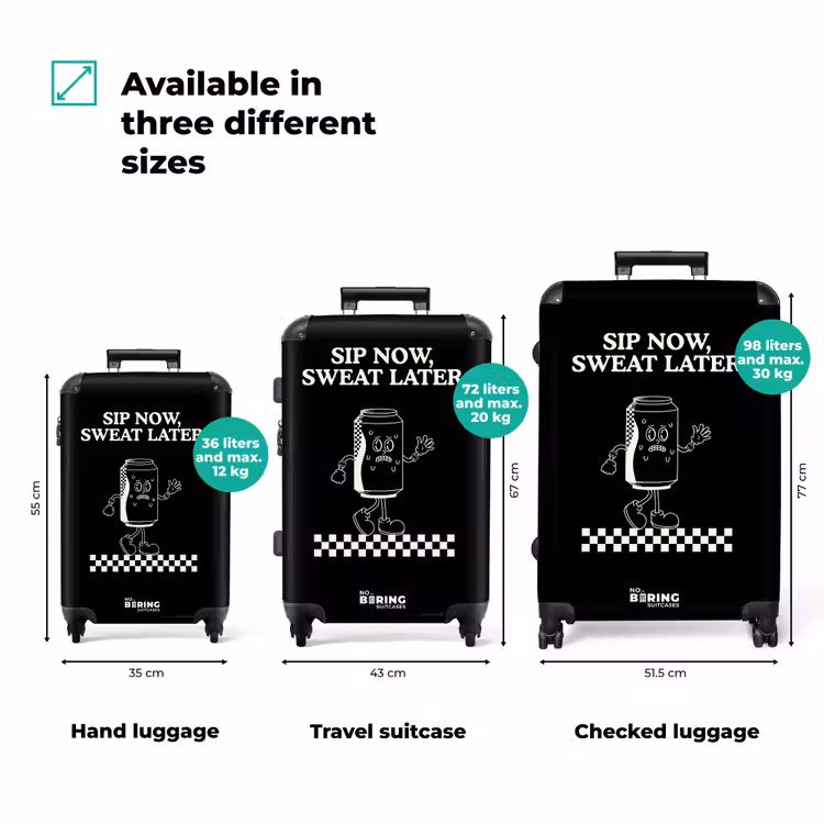 Suitcase - Black - White - Can - Checkerboard Pattern — 3
