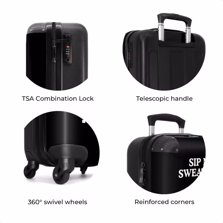 Suitcase - Black - White - Can - Checkerboard Pattern — 8