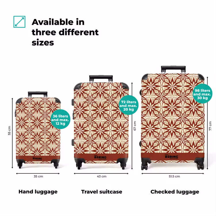 Suitcase - Bordeaux Red - Geometric - Tile - Pattern — 3