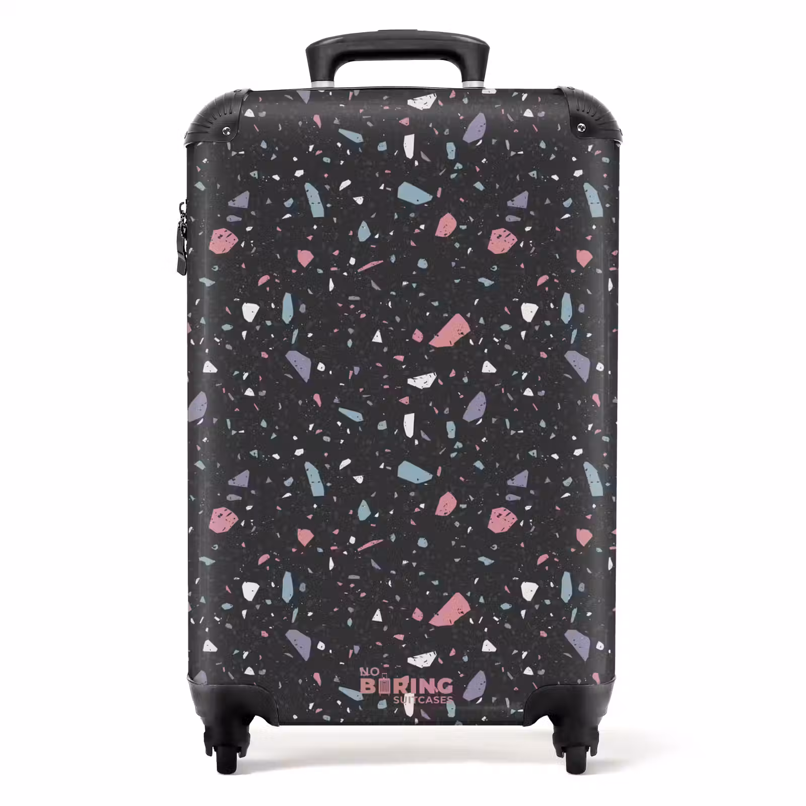 Suitcase - Terrazzo pattern black with pastel — 1