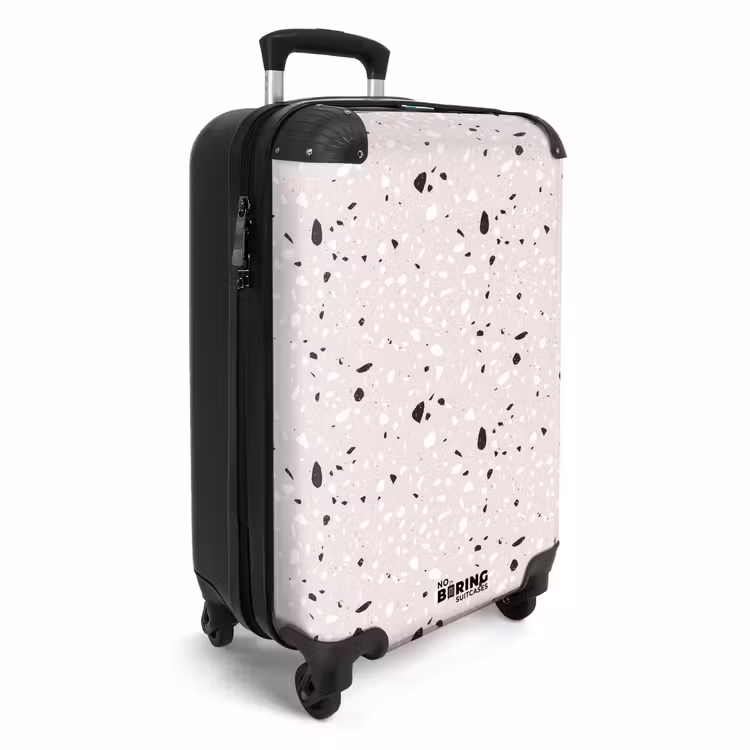 Suitcase - Terrazzo pattern beige with black and white — 2