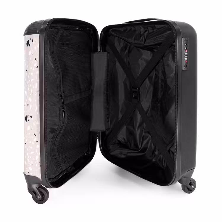 Suitcase - Terrazzo pattern beige with black and white — 4