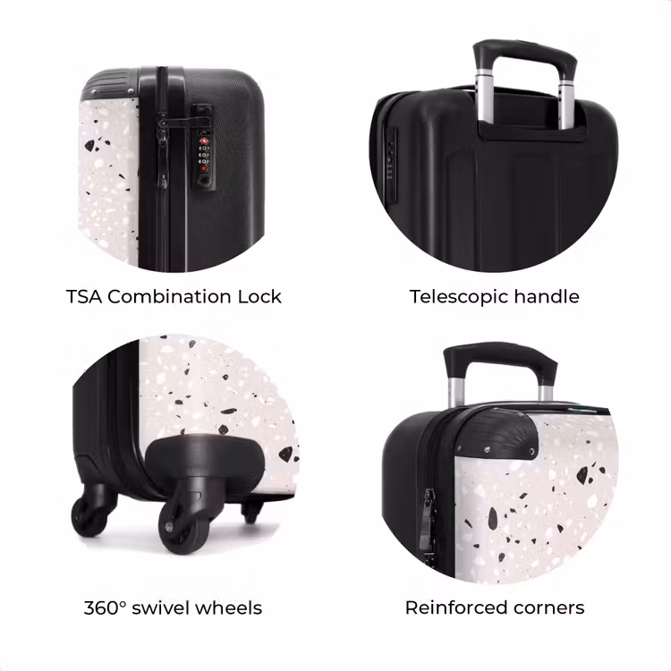Suitcase - Terrazzo pattern beige with black and white — 7