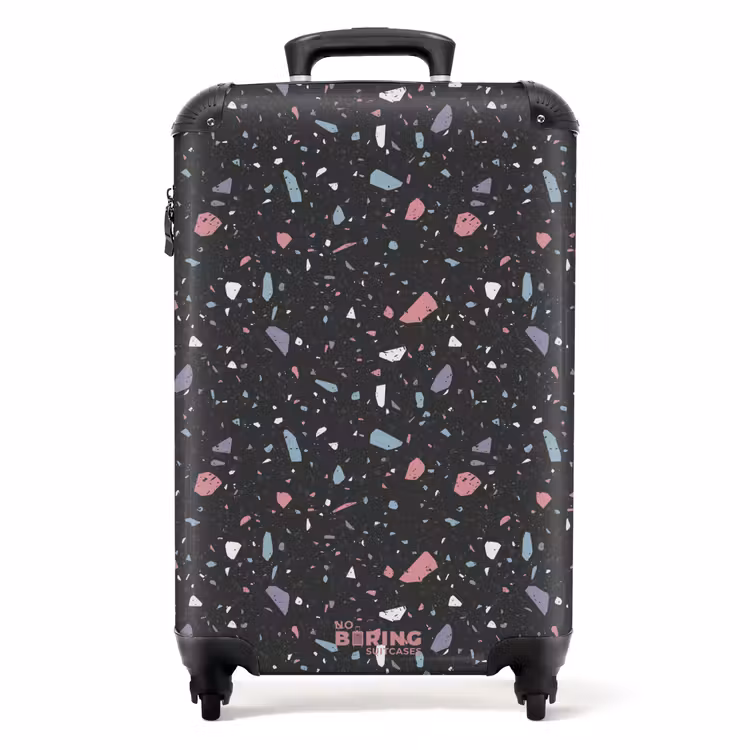 Suitcase - Terrazzo pattern black with pastel — 1