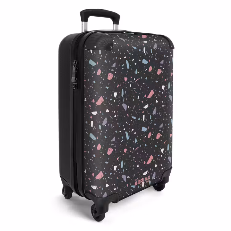 Suitcase - Terrazzo pattern black with pastel — 2