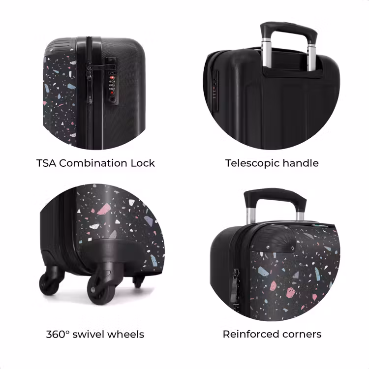 Suitcase - Terrazzo pattern black with pastel — 7