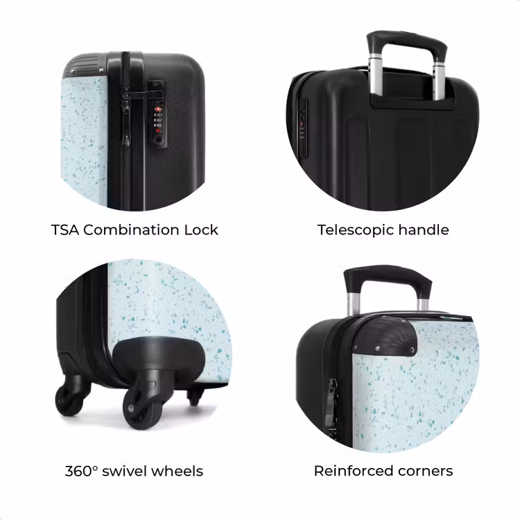 Suitcase - Terrazzo pattern multicolored blue and green — 7