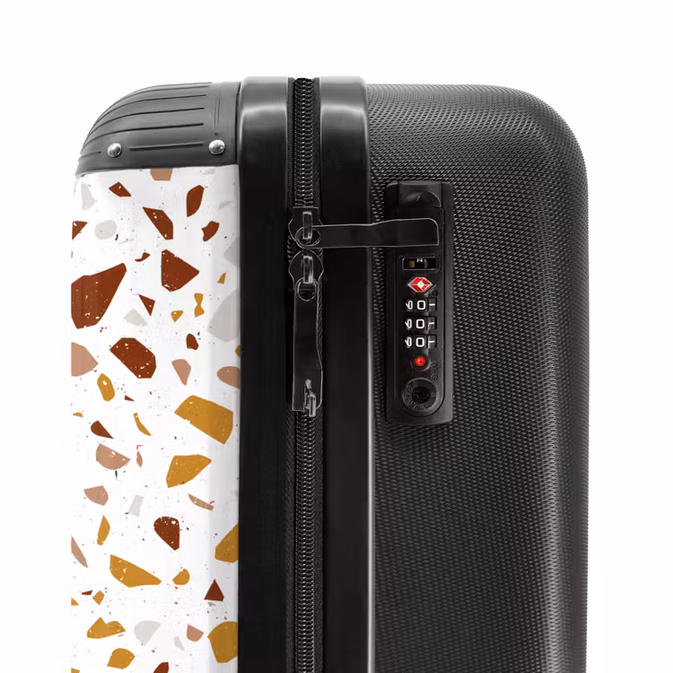 Suitcase - Terrazzo pattern multicolored ochre and rust — 5