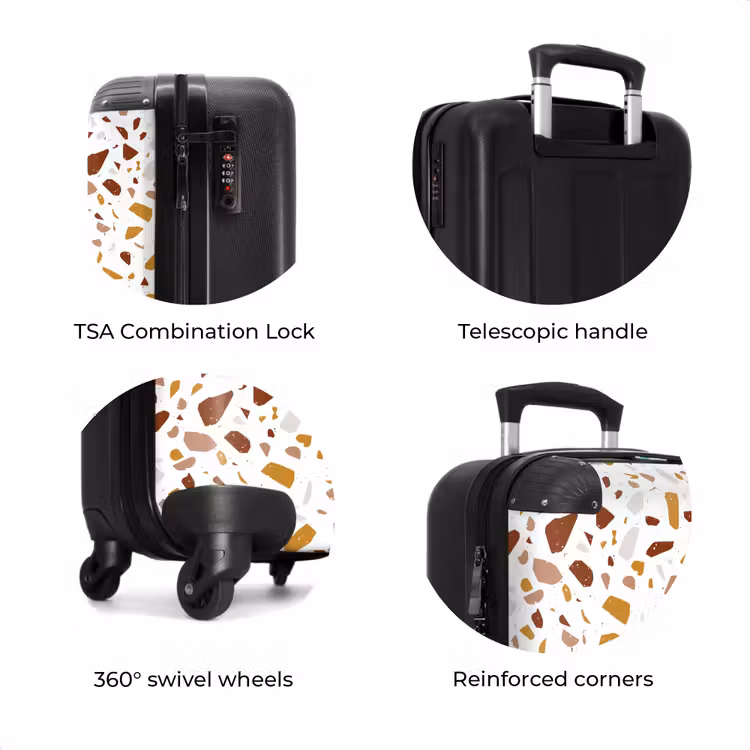Suitcase - Terrazzo pattern multicolored ochre and rust — 7