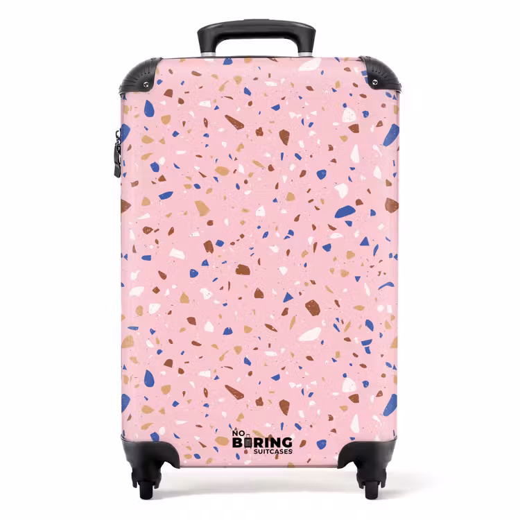 Suitcase - Terrazzo pattern multicolored pink and blue — 1