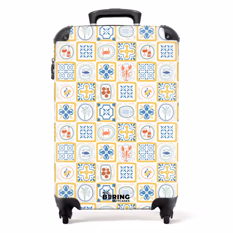 Suitcase - Italian tile print yellow — 1