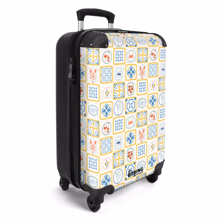 Suitcase - Italian tile print yellow — 2