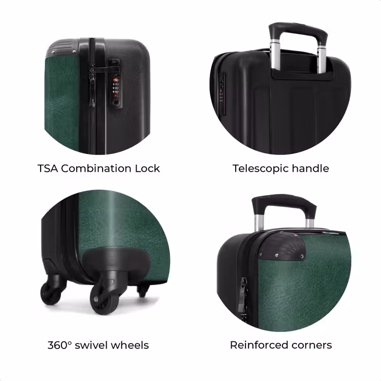 Suitcase - Leather look center green — 7