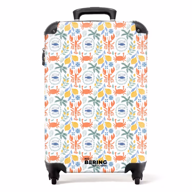 Suitcase - Lobster and lemon pattern colorful — 1