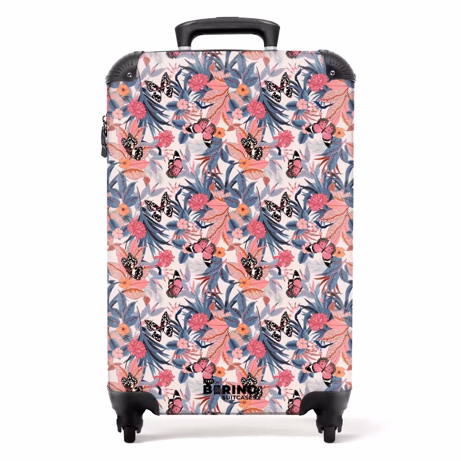 Suitcase - Tropical butterfly pattern light pink — 1