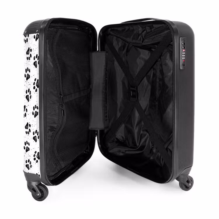 Suitcase - Dog paw pattern black and white — 5