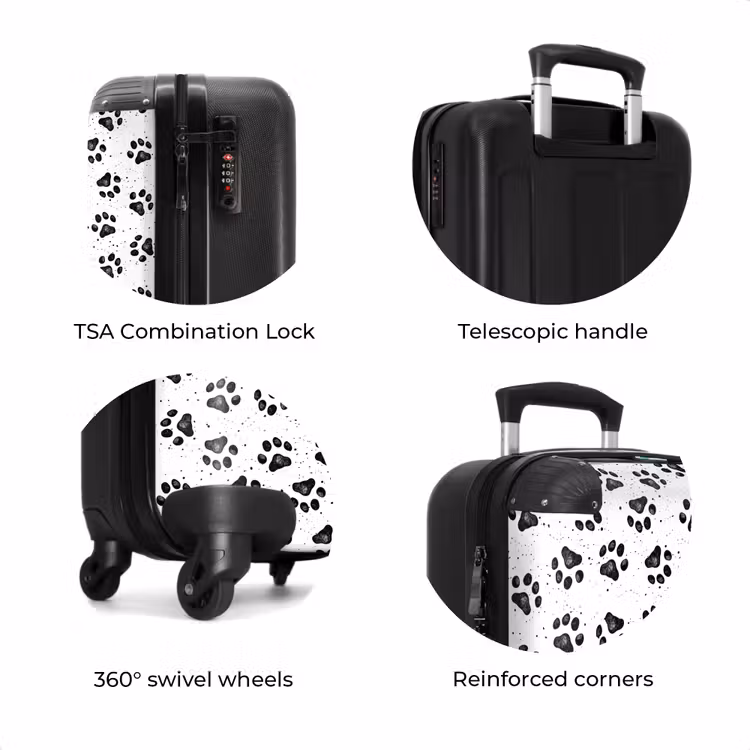 Suitcase - Dog paw pattern black and white — 8