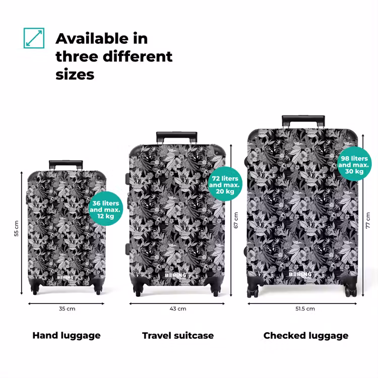 Suitcase - Tropical butterfly pattern black and white — 3