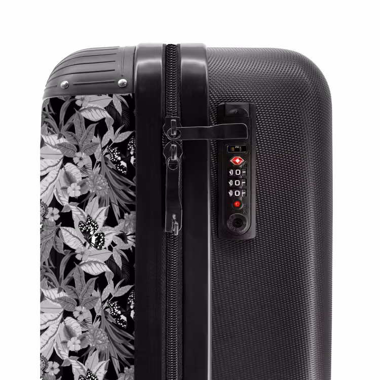 Suitcase - Tropical butterfly pattern black and white — 6