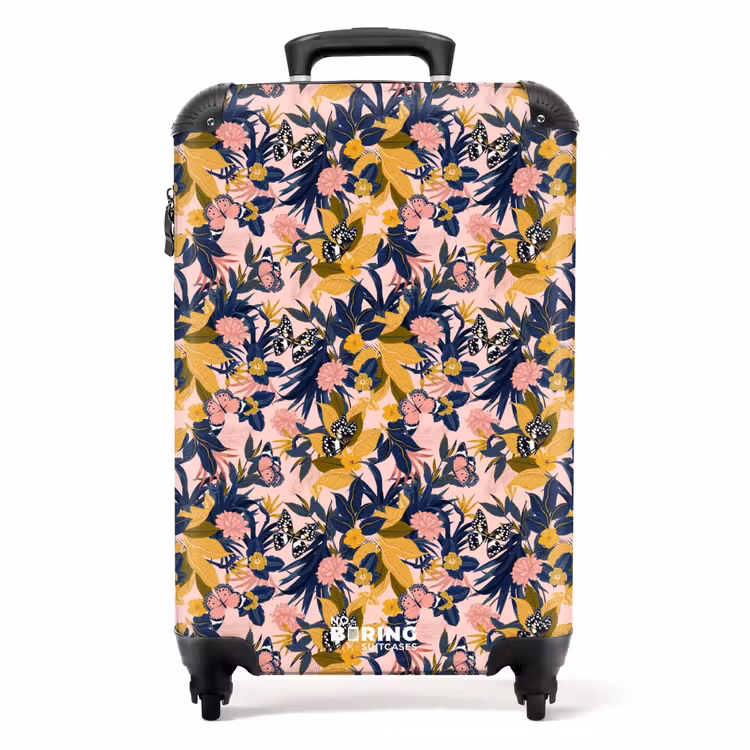 Suitcase - Tropical butterfly pattern blue yellow — 1