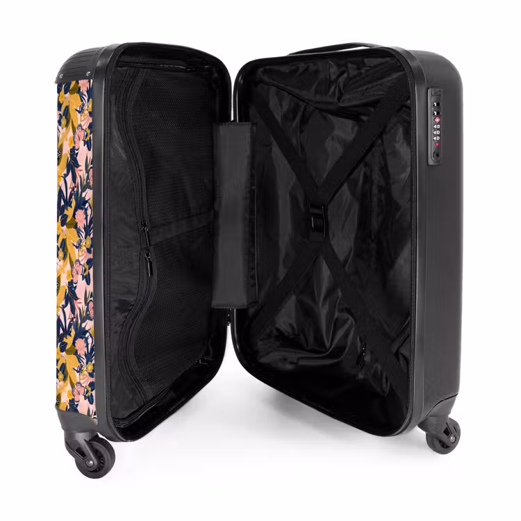 Suitcase - Tropical butterfly pattern blue yellow — 5