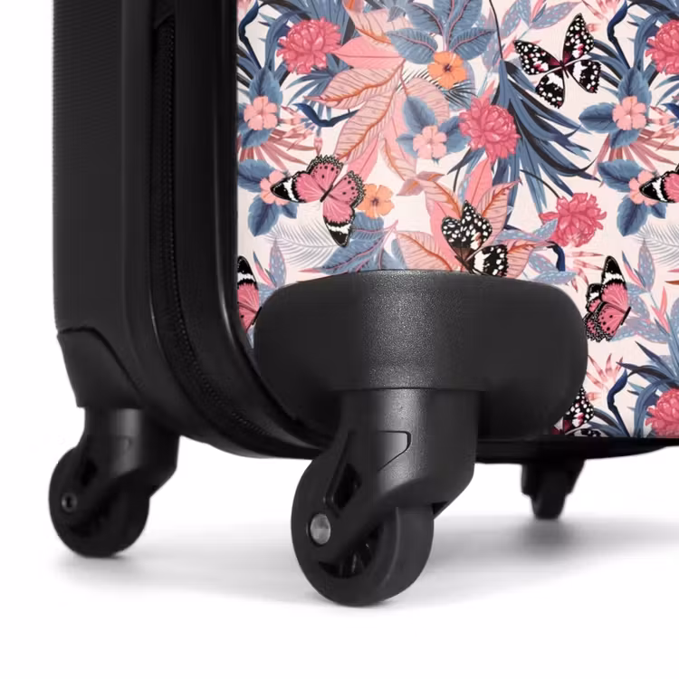 Suitcase - Tropical butterfly pattern light pink — 7