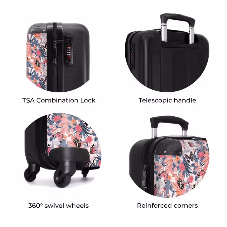 Suitcase - Tropical butterfly pattern light pink — 8