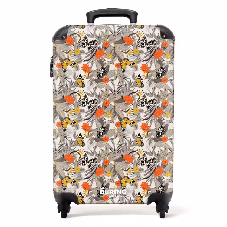 Suitcase - Tropical butterfly pattern orange yellow — 1