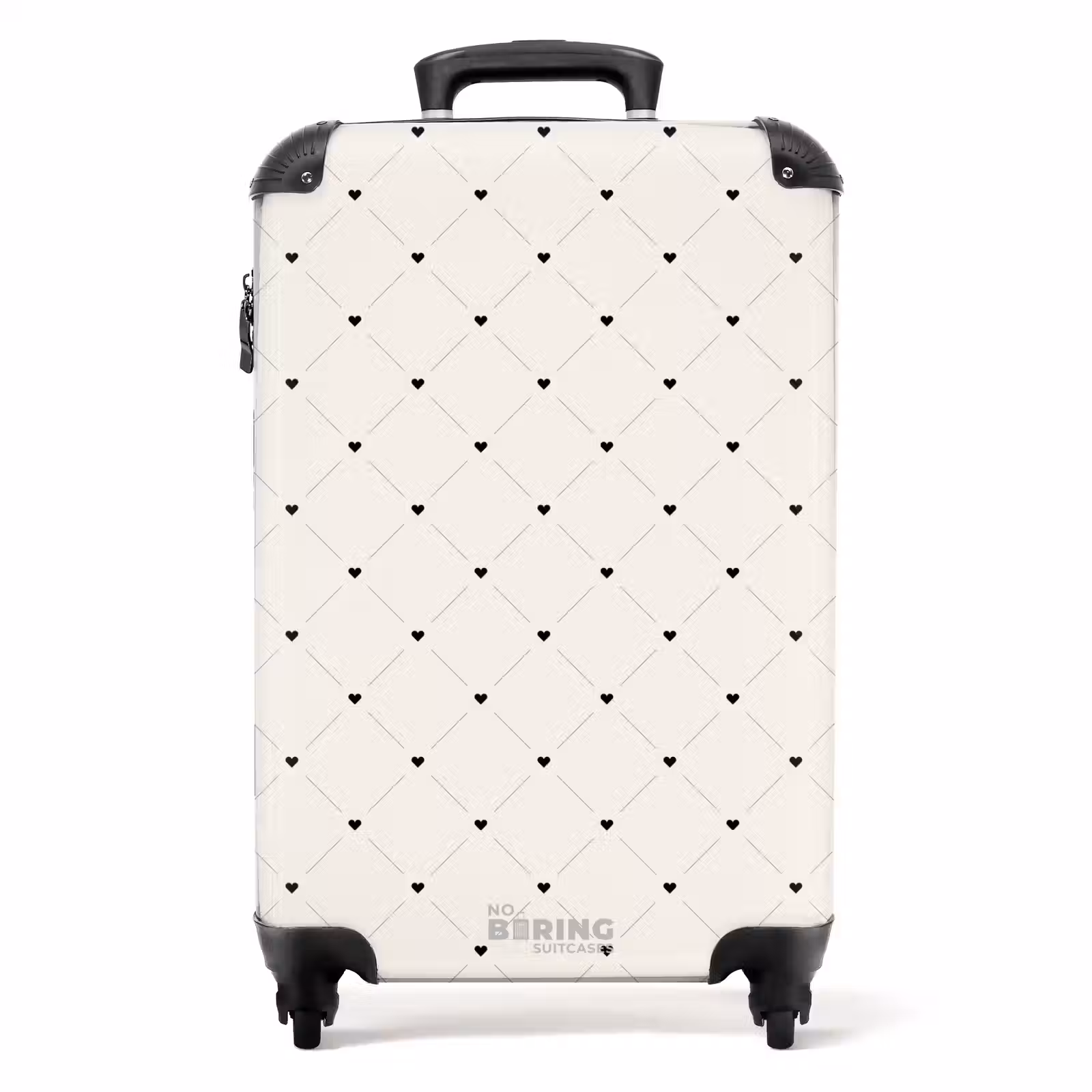 Suitcase - Valentine heart plaid pattern black and white — 1