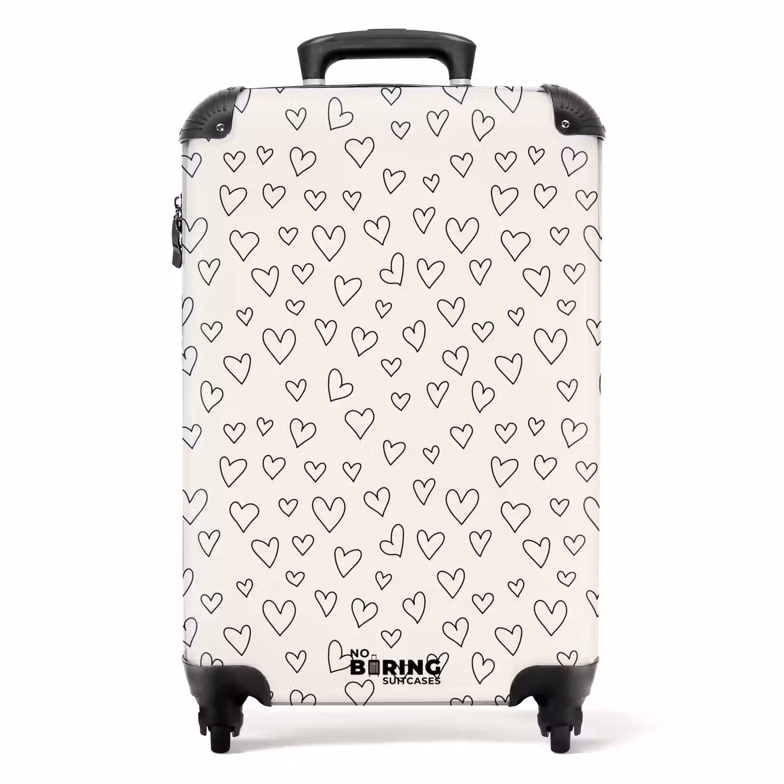 Suitcase - Valentine heart rain pattern black — 1