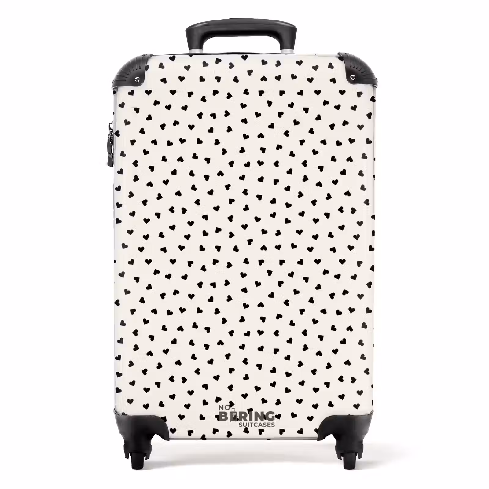 Suitcase - Valentine heart shaped pattern black — 1