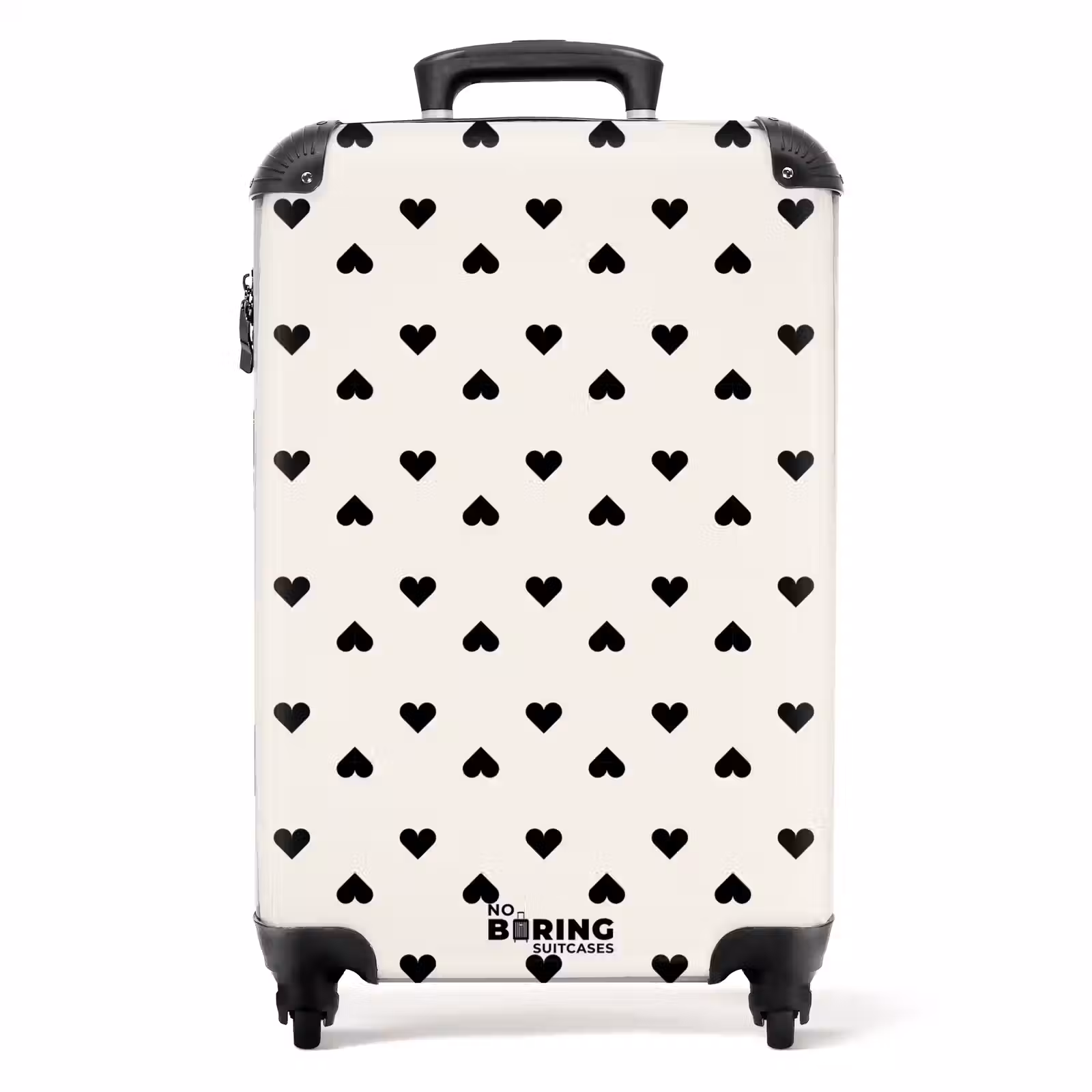 Suitcase - Valentine hearts in plaid pattern black — 1